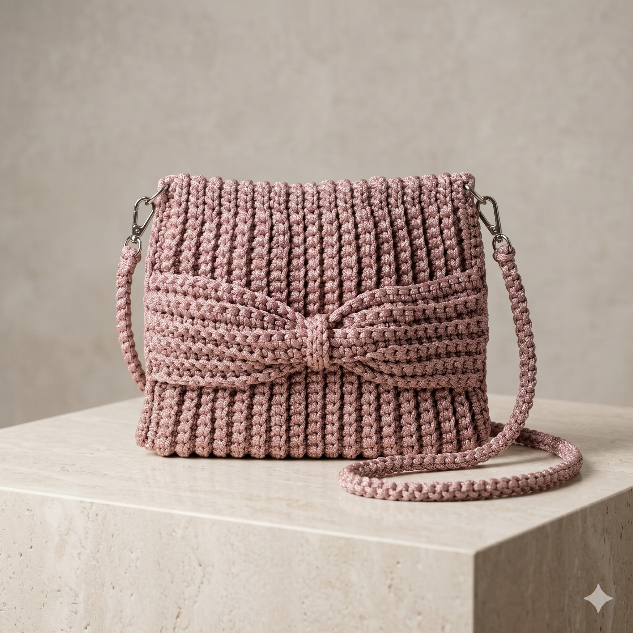 Zala hand-crocheted dusty pink crossbody bag
